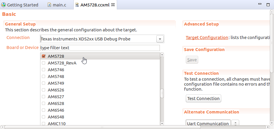 Target Configuration File Settings