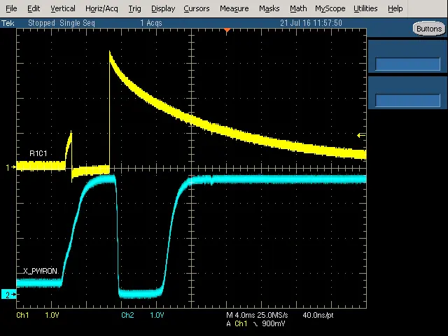 X_PWRON vs R1/C1 Response During Quick Power Cycle